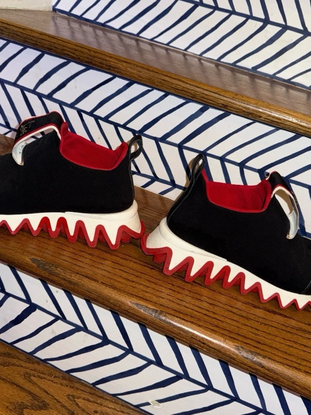 Christian Louboutin Tiketa Run slip-on Black Red Sneakers